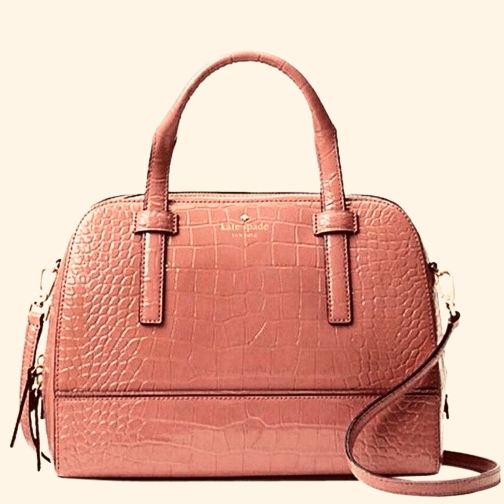 Kate Spade Rose Croc-Embossed Satchel